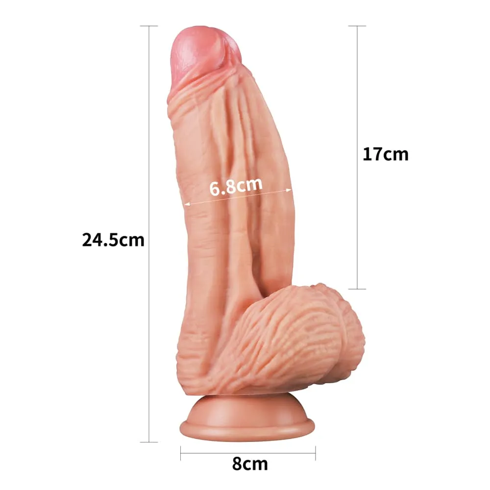 10'' Dual Density Dildo Platinum Silicone Cock - Flesh