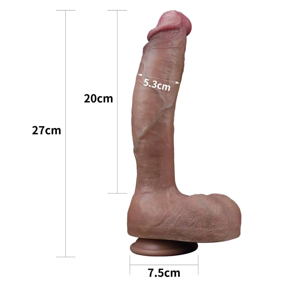 10.5'' Dual Density Dildo Platinum Silicone Cock