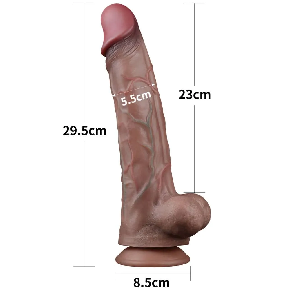 11.5" Dual Density Silicone Realistic Dildo with Handmade Hyper-Realistic Veins Anal Dildo