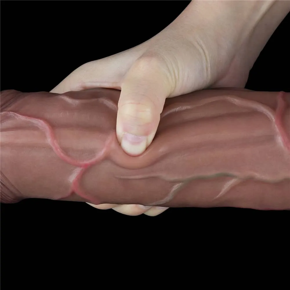 11.5" Dual Density Silicone Realistic Dildo with Handmade Hyper-Realistic Veins Anal Dildo