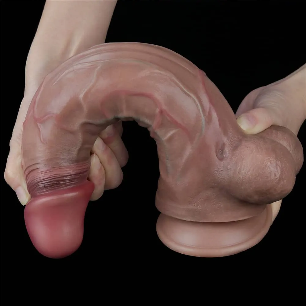 11.5" Dual Density Silicone Realistic Dildo with Handmade Hyper-Realistic Veins Anal Dildo