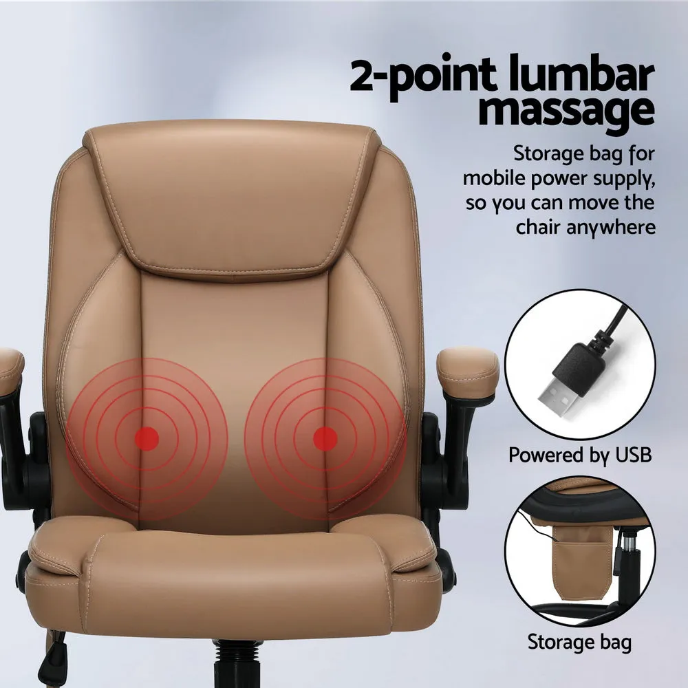 2-Point Massage Office Chair PU Leather, Adjustable - Artiss