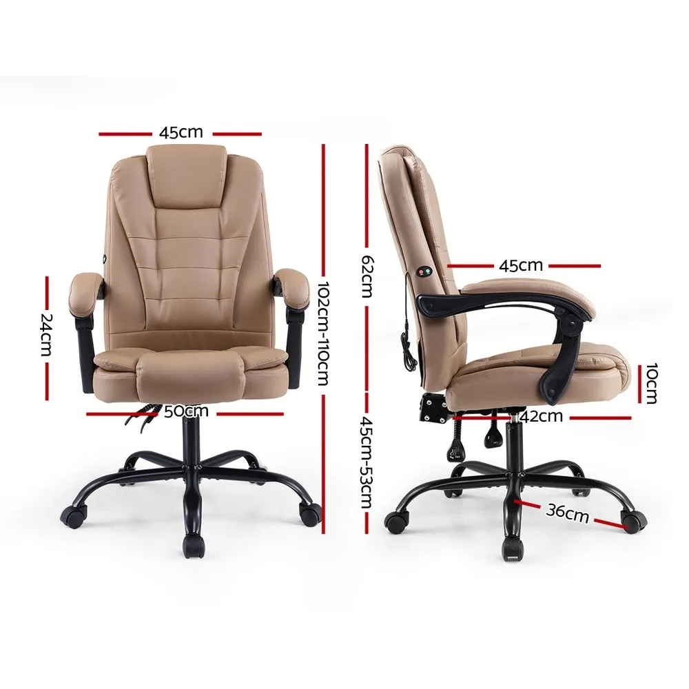 2-Point Massage Office Chair, PU Leather, Recline, Artiss