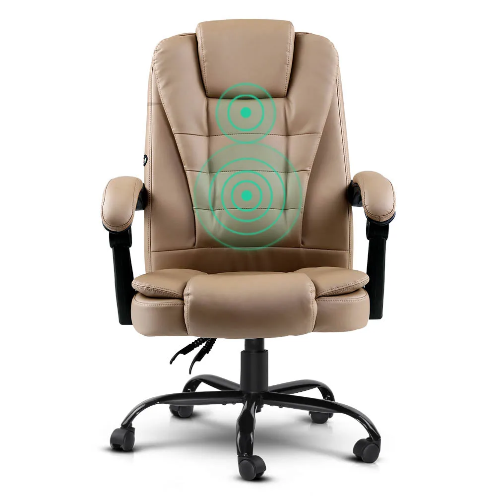 2-Point Massage Office Chair, PU Leather, Recline, Artiss