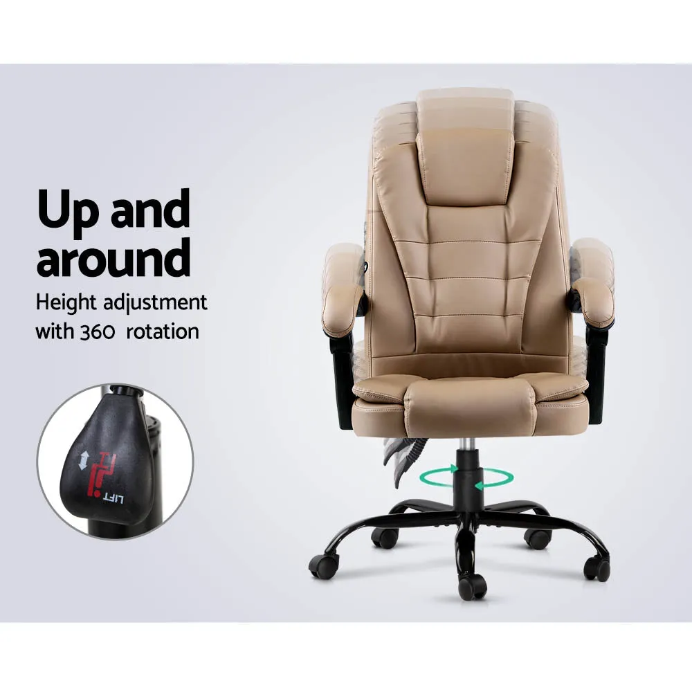 2-Point Massage Office Chair, PU Leather, Recline, Artiss