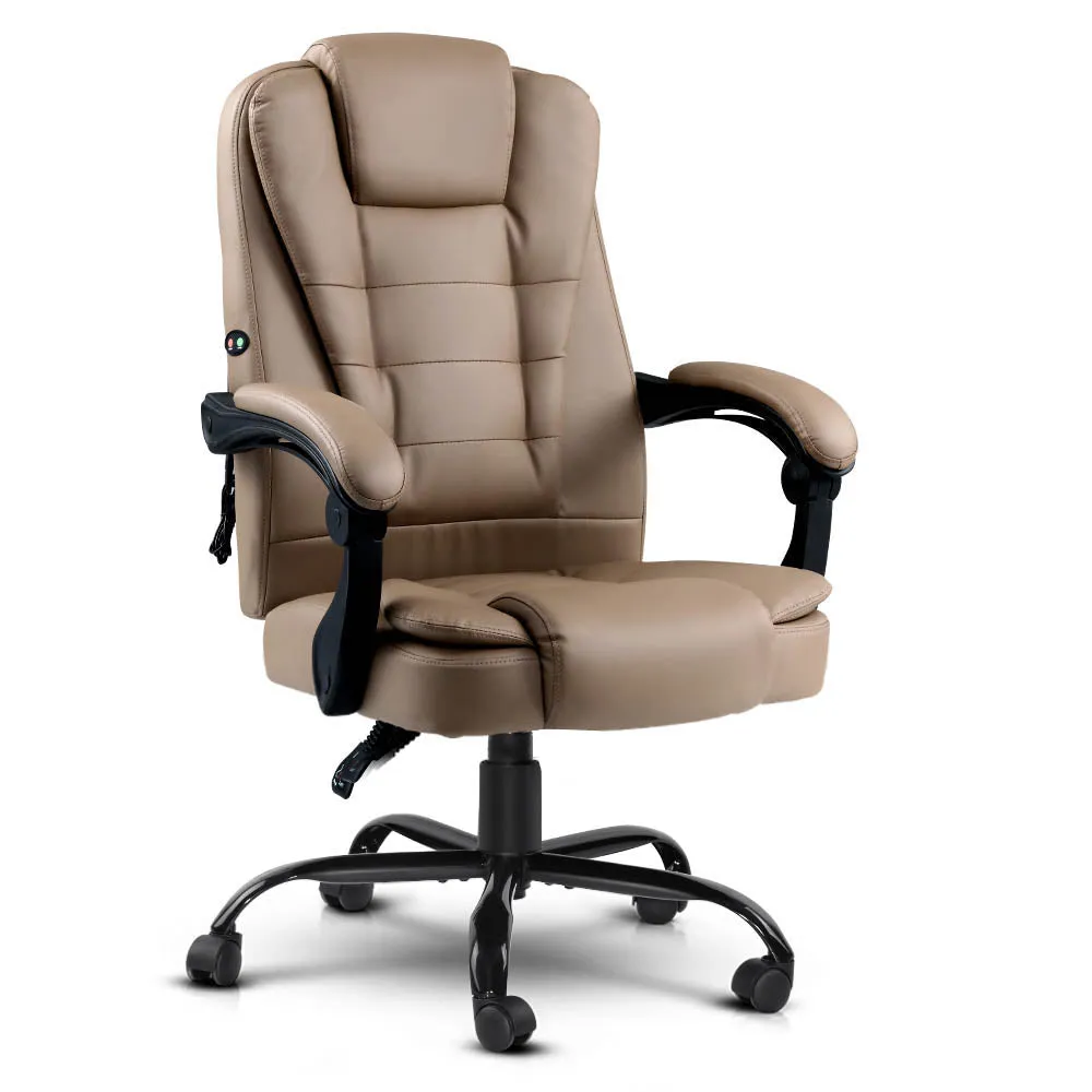 2-Point Massage Office Chair, PU Leather, Recline, Artiss