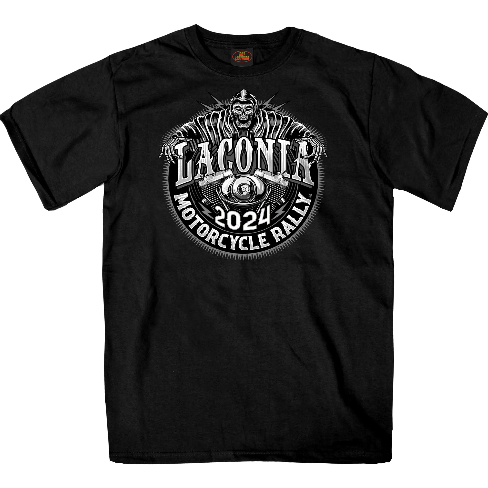 2024 Laconia Bike Week Reap and Shred Black T-shirt ELM1062