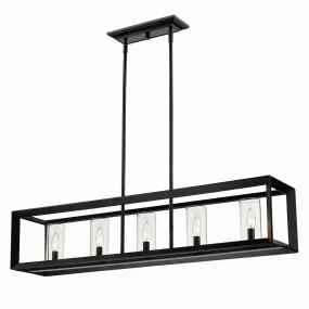 5-Light Linear Pendant in Matte Black