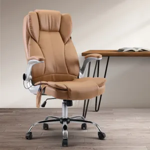 8-Point Massage Office Chair, PU Leather, Espresso Artiss