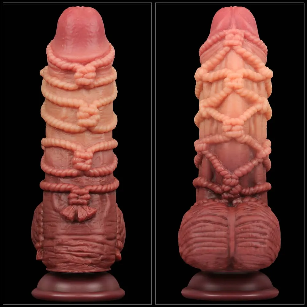 9.5'' Dual Density Platinum Silicone Cock with Rope