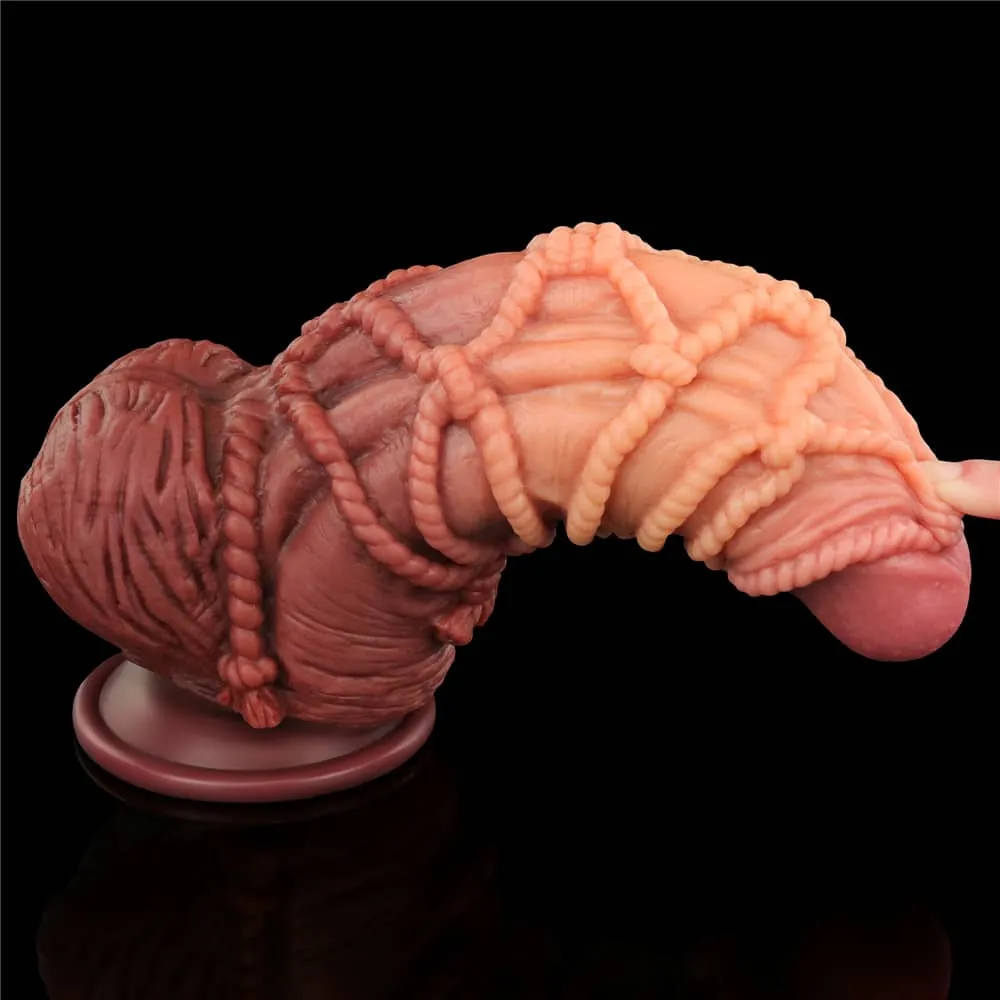 9.5'' Dual Density Platinum Silicone Cock with Rope