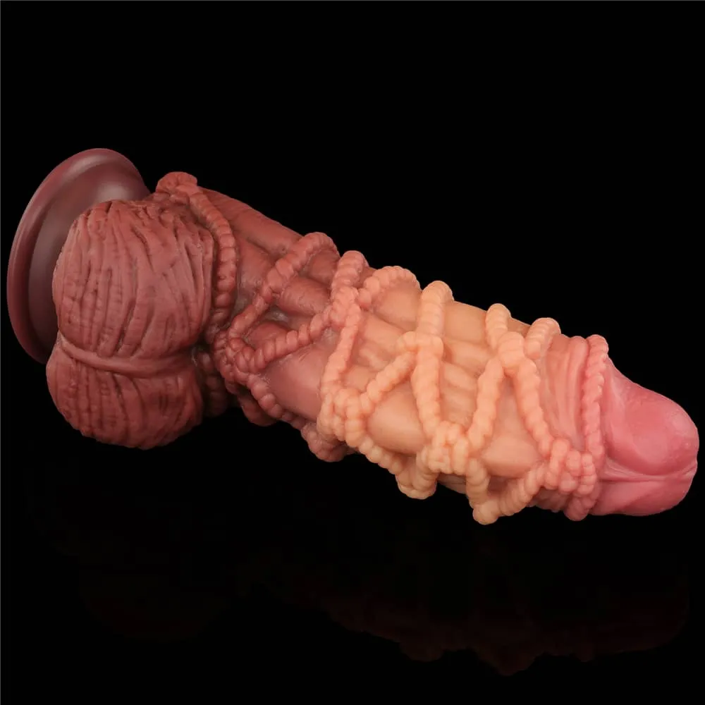 9.5'' Dual Density Platinum Silicone Cock with Rope