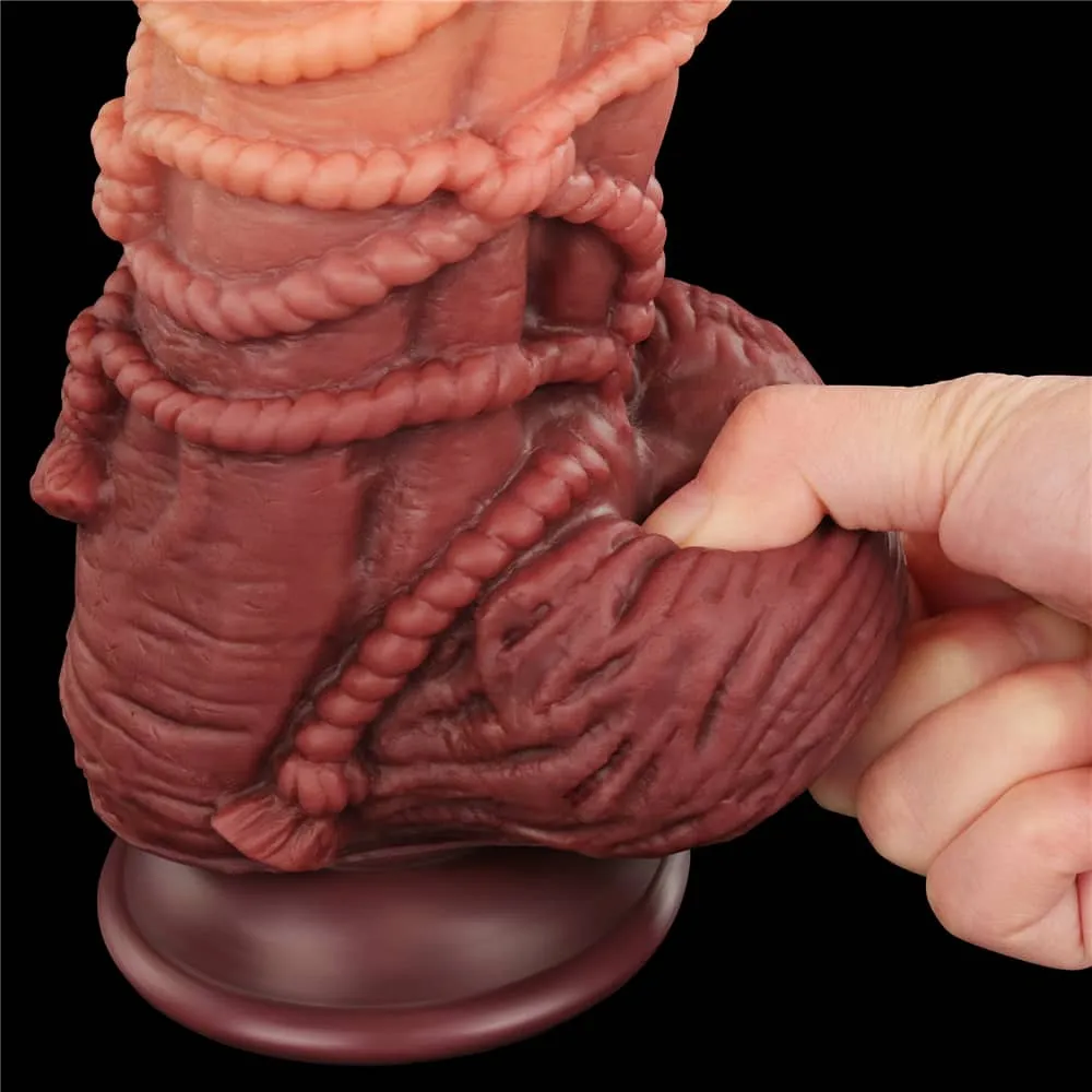 9.5'' Dual Density Platinum Silicone Cock with Rope