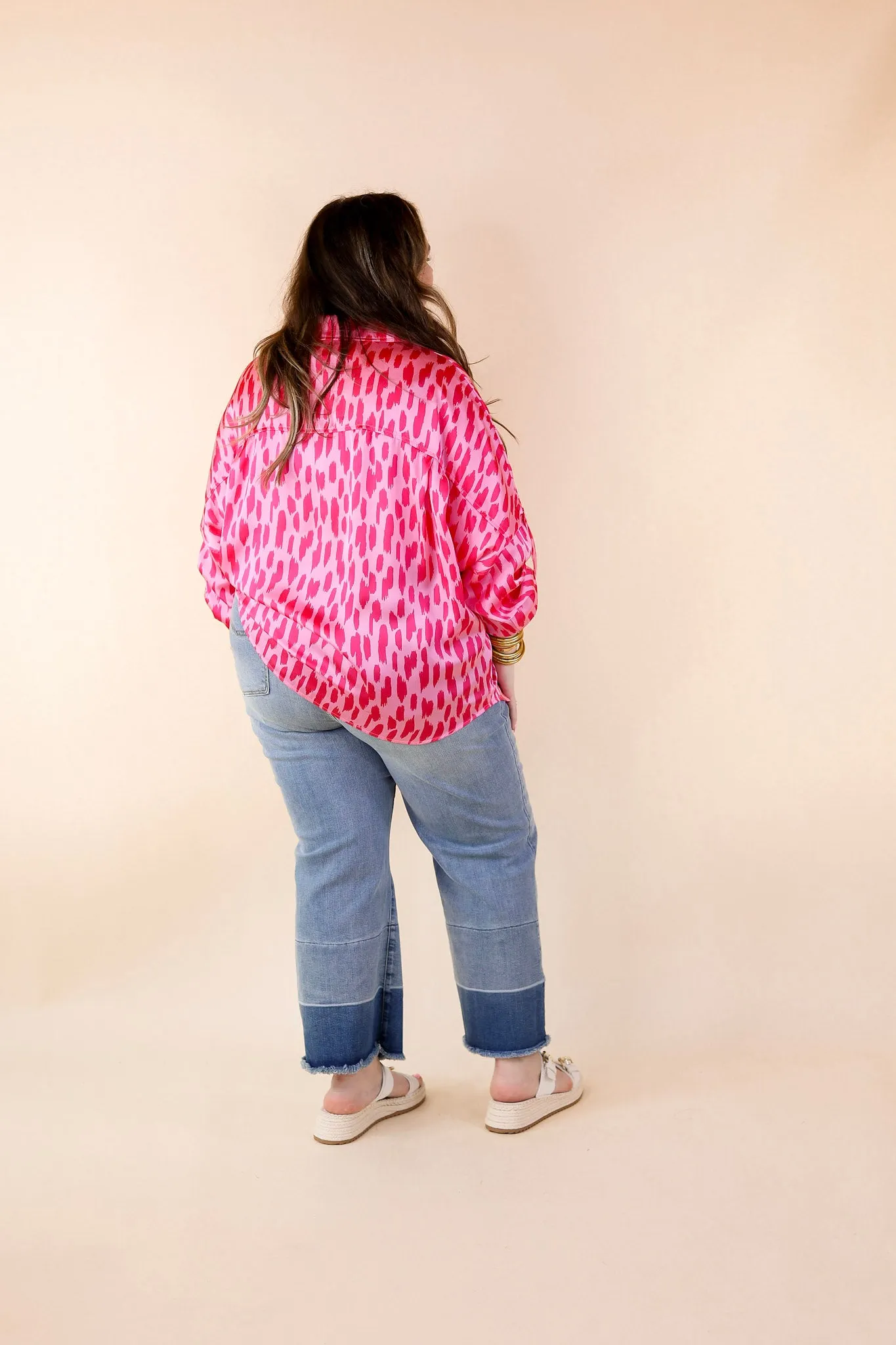 A Perfect Day Button Up Poncho Top in Pink Mix