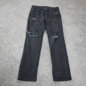 Abercrombie & Fitch Mens Rustin Athletics Slim Distressed Jeans Black SZ 32X32