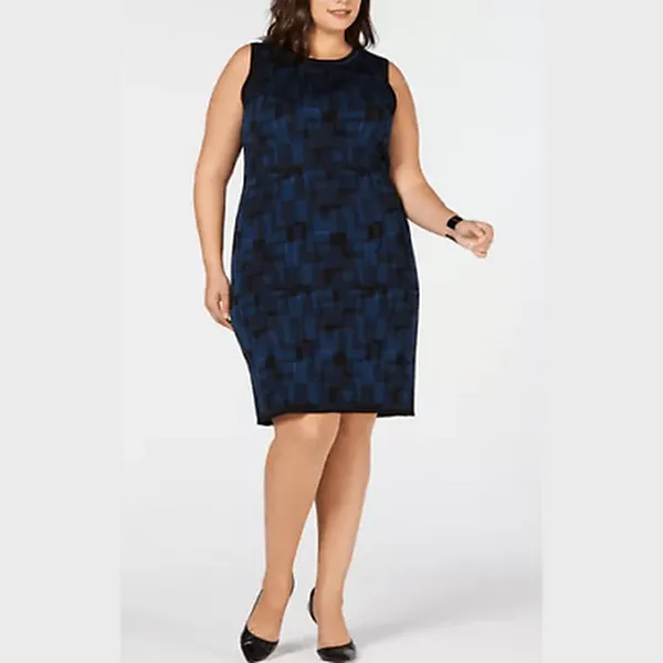 Anne Klein Plus Size Printed Sweater Dress