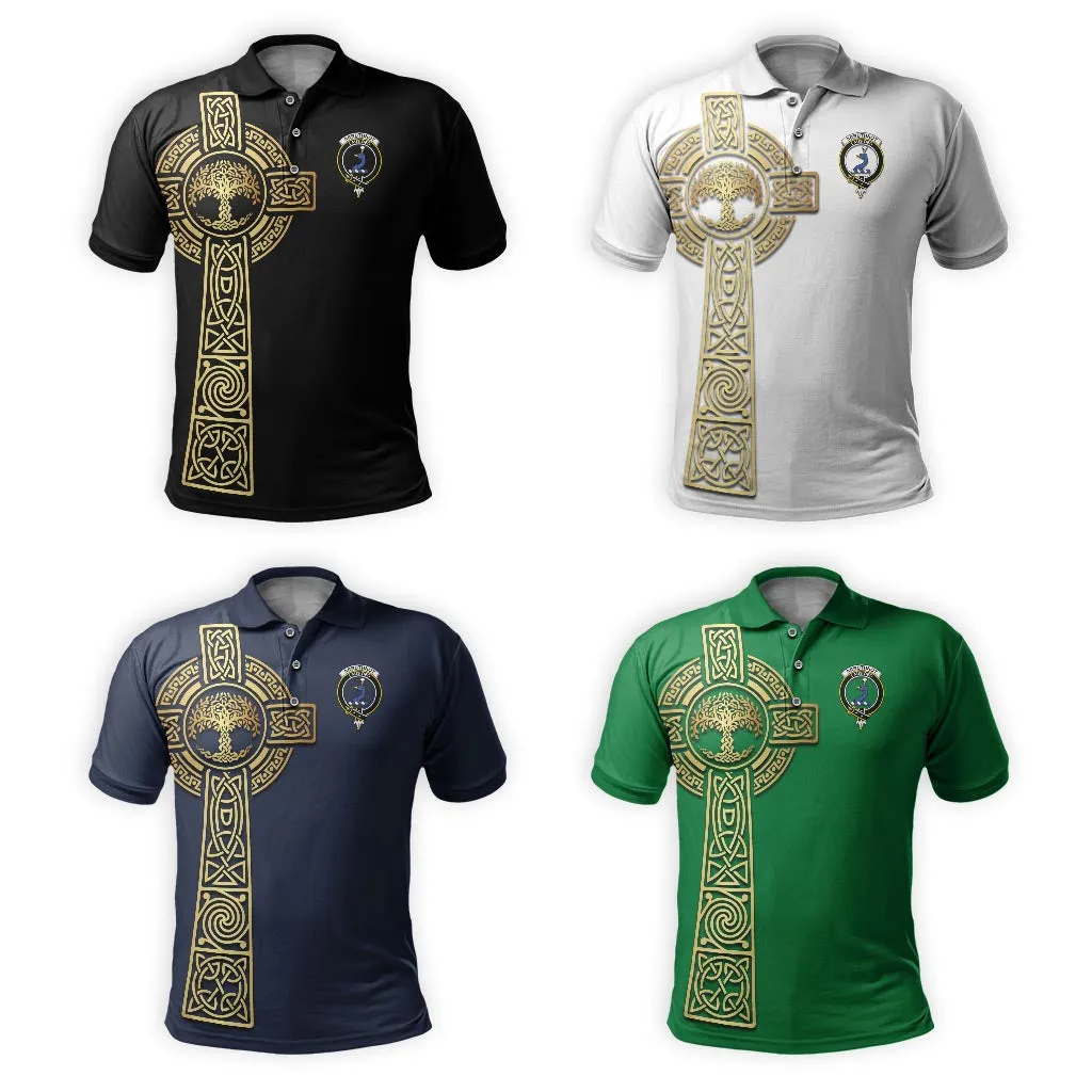 Arbuthnot Clan Polo Shirt with Golden Celtic Tree Of Life