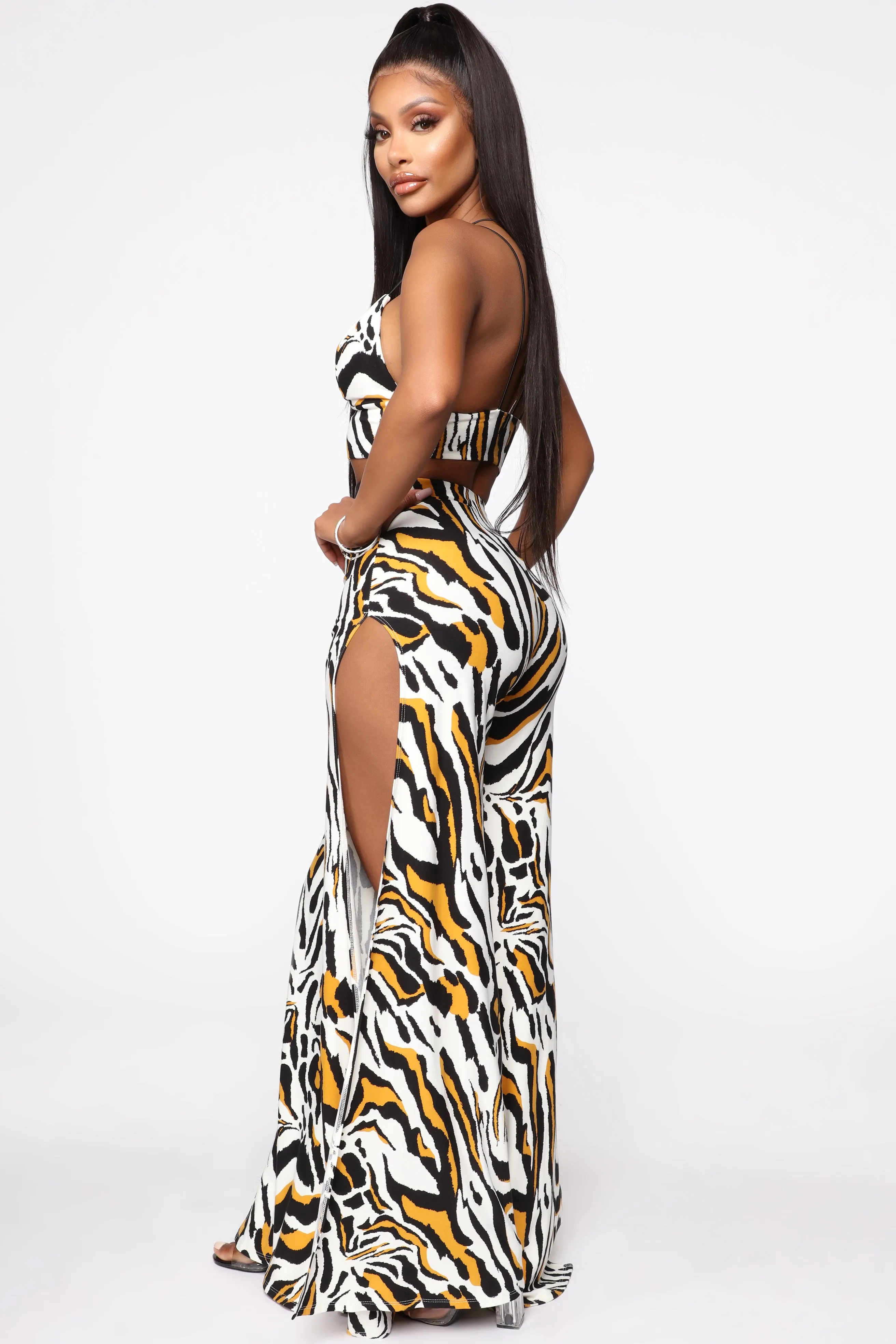 Arlie Zebra Pant Set - Mustard/combo