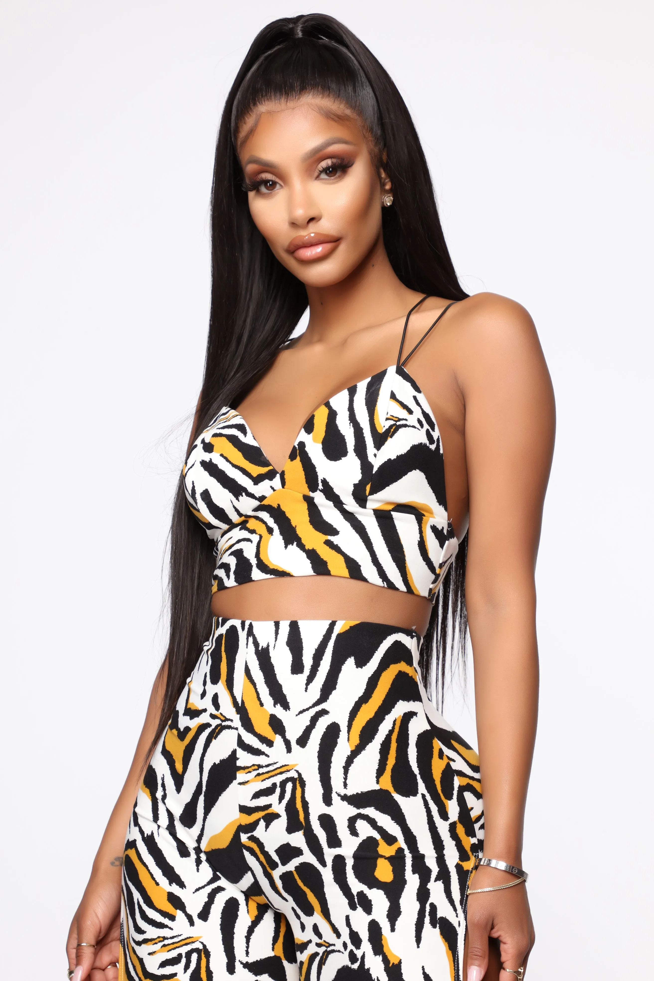 Arlie Zebra Pant Set - Mustard/combo