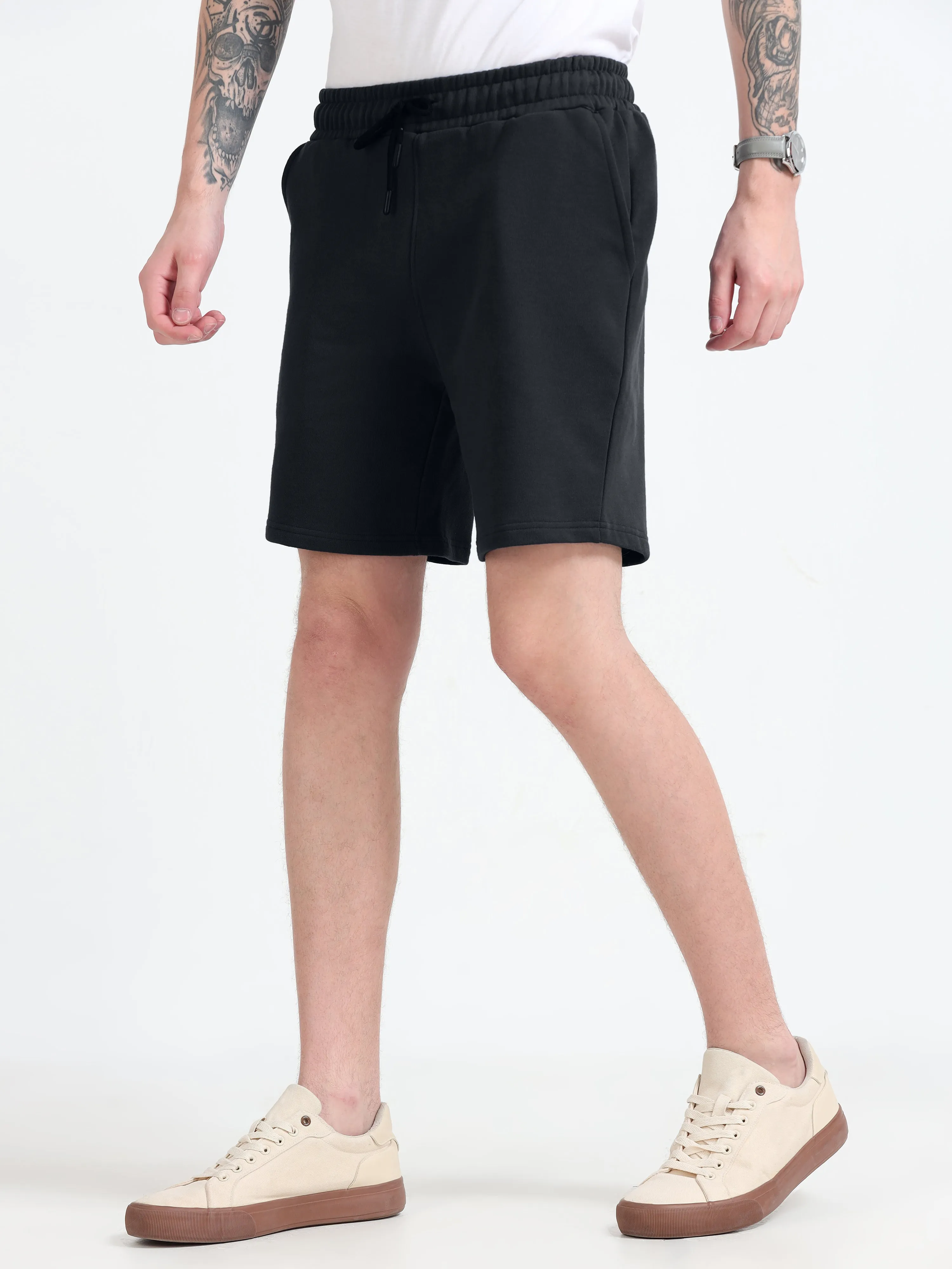 Asheran - Plain Cotton Shorts - Black