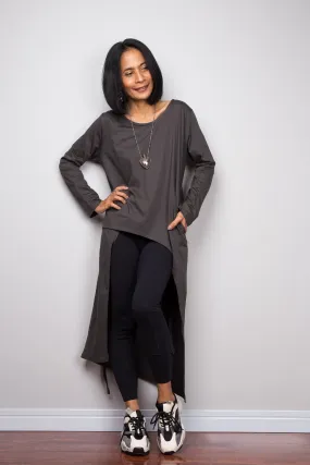 Asymmetrical grey tunic dress