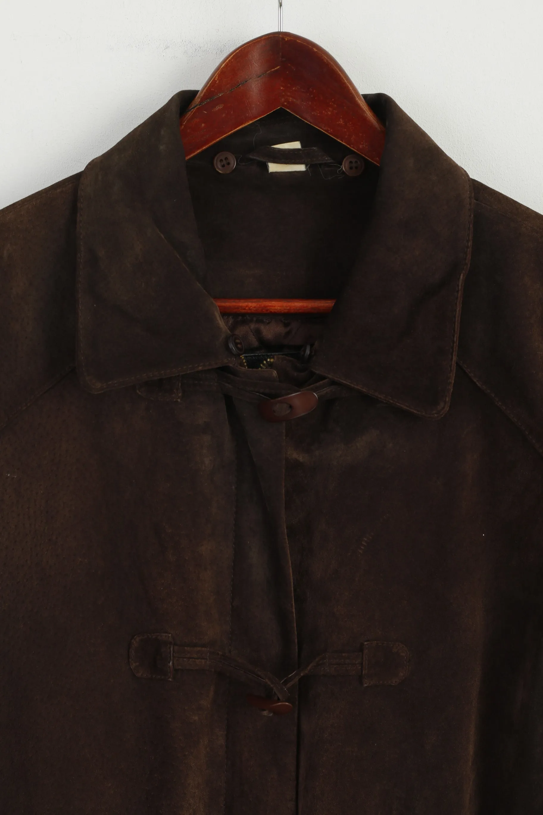 Authentic Clothing Company Women 14 40 Coat Brown Leather Suede Duffle Classic Top