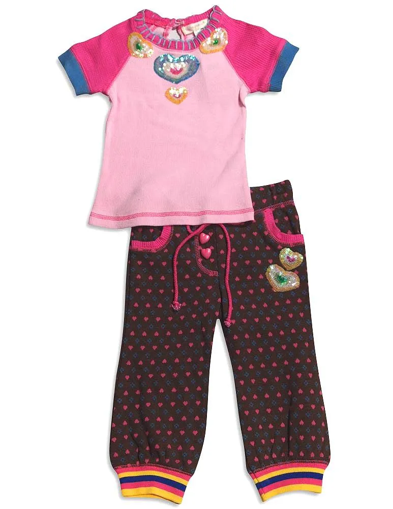 Baby Sara Infant Baby Girls Short Sleeve Embellished Pant Set, 30143