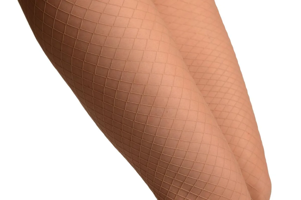 Beige Luxurious Large Mesh Fishnet Tights