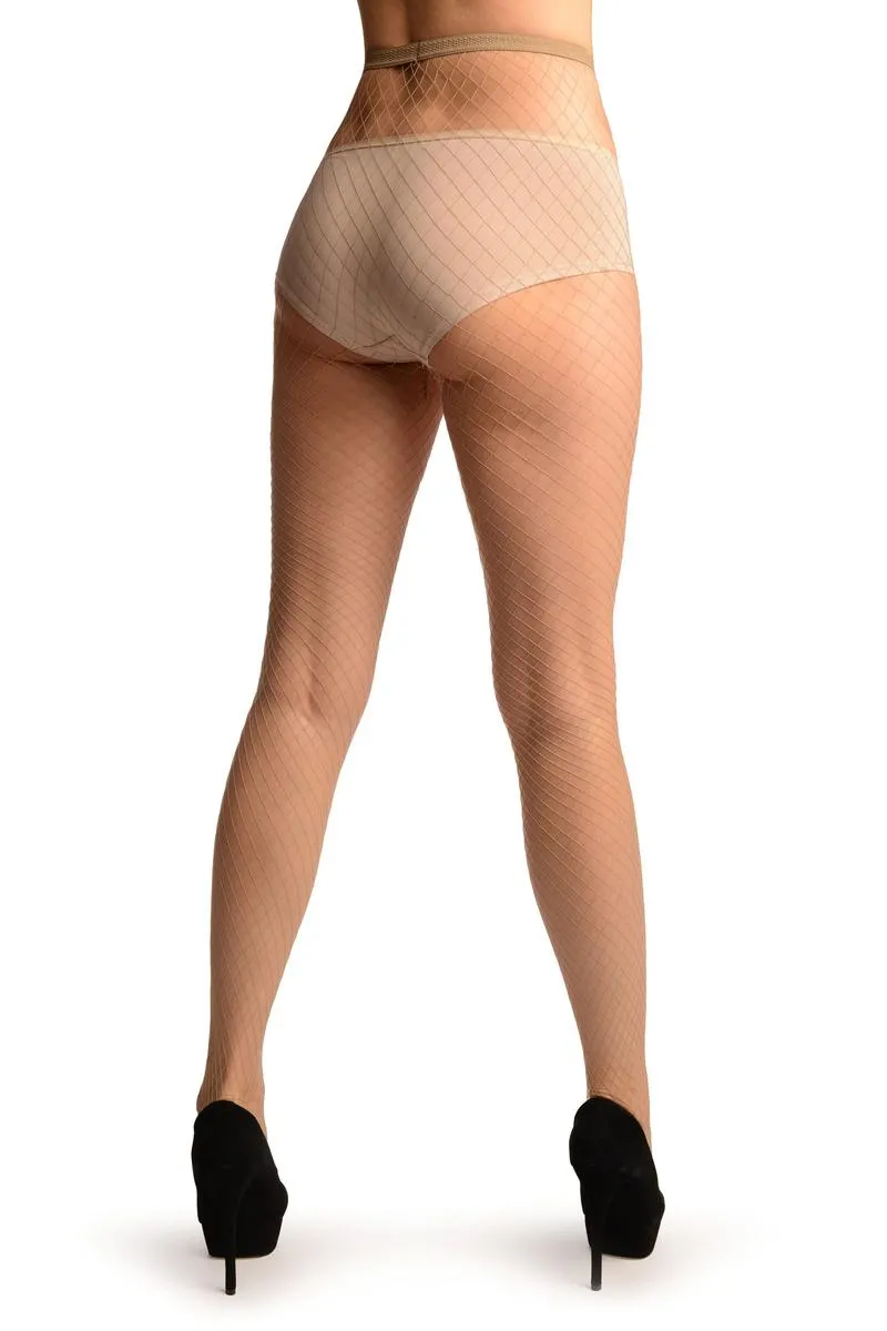 Beige Luxurious Large Mesh Fishnet Tights