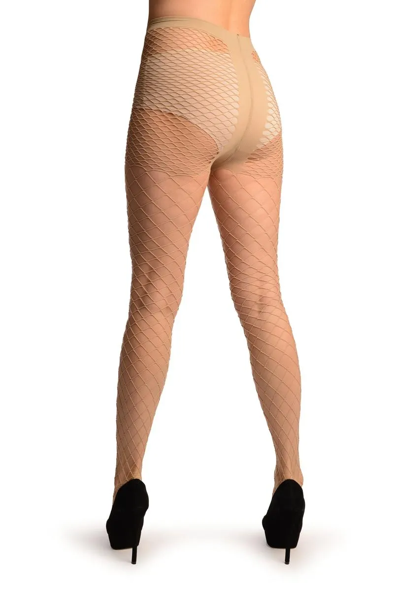 Beige Luxurious Maxi Mesh Fishnet Tights