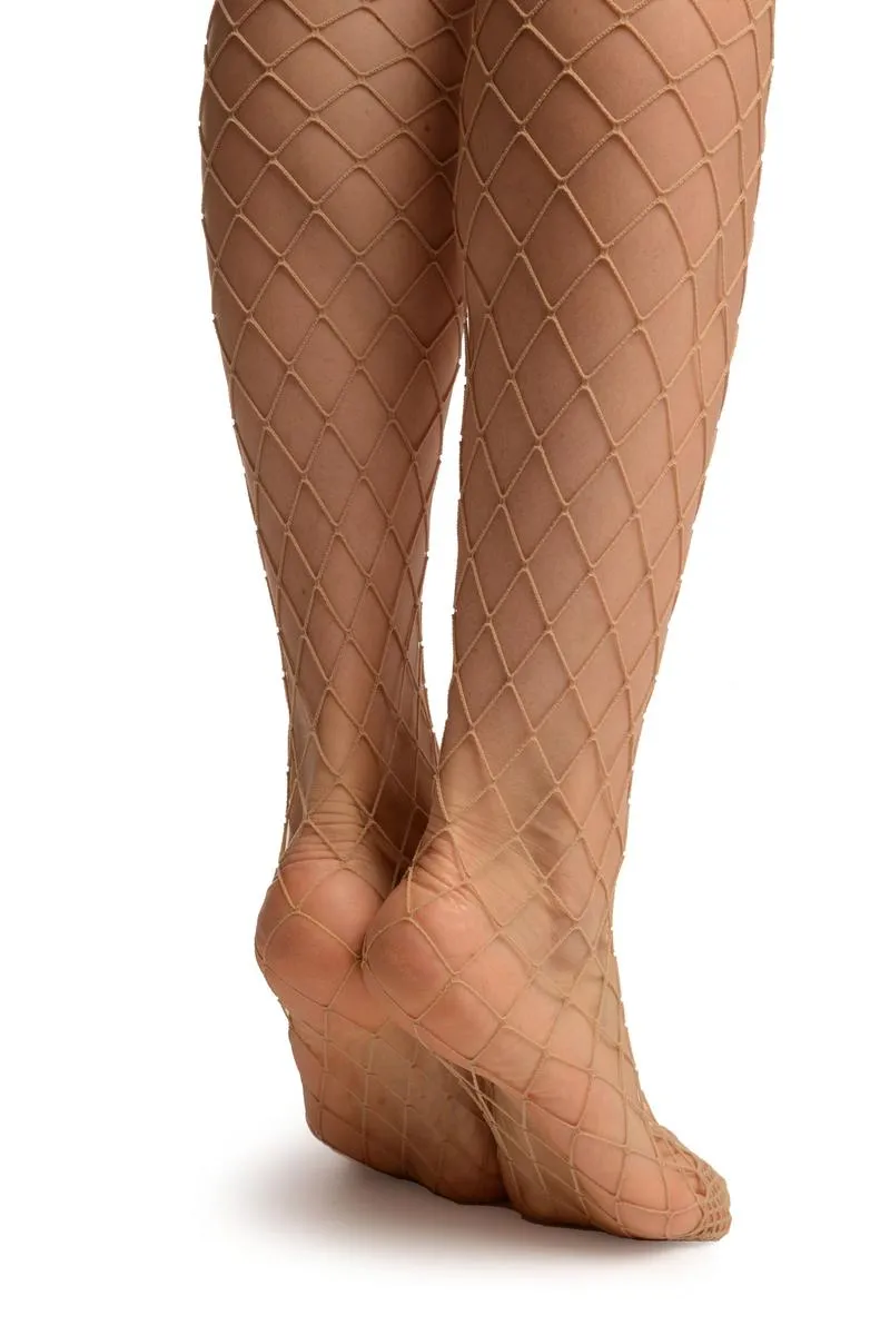 Beige Luxurious Maxi Mesh Fishnet Tights