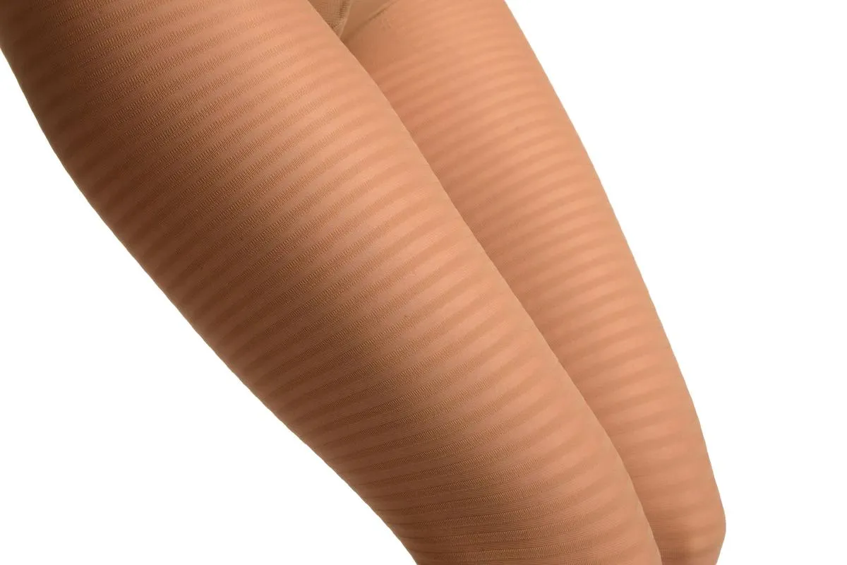 Beige Transparent & Opaque Woven Stripes Tights