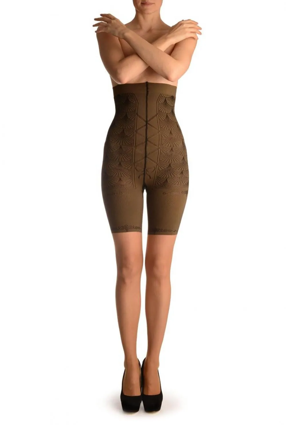 Beige With Strong Corset Shaping Tummy In Tights