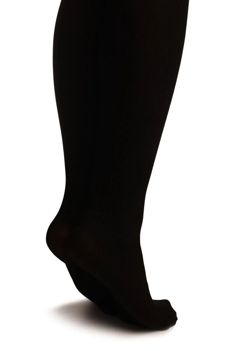 Black Faux Stockings With Grey Dogtooth Top Tights