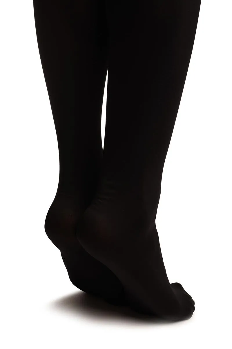 Black Faux Stockings With Sheer Spotty Top Tights