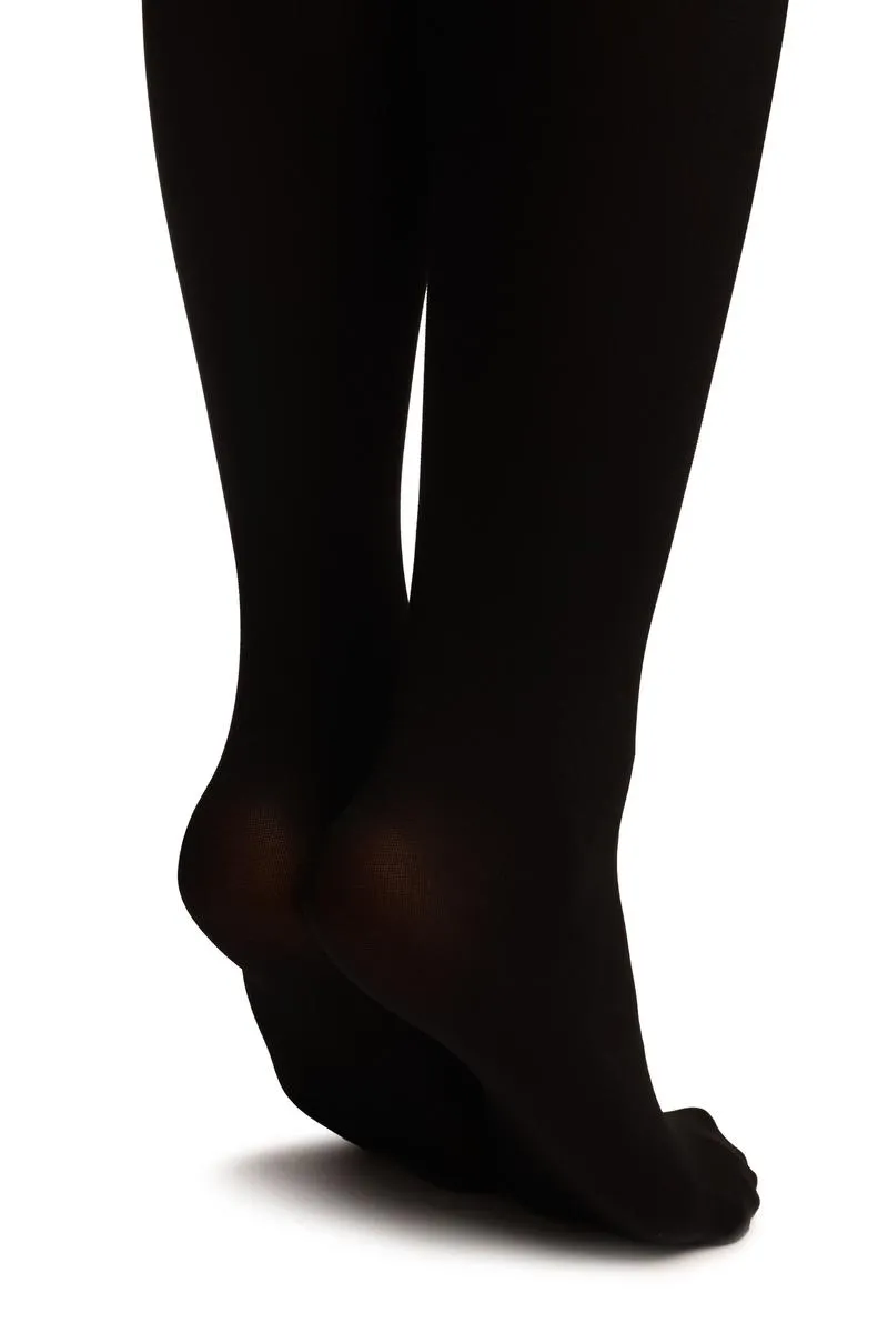 Black Faux Stockings With Sheer Top Tights