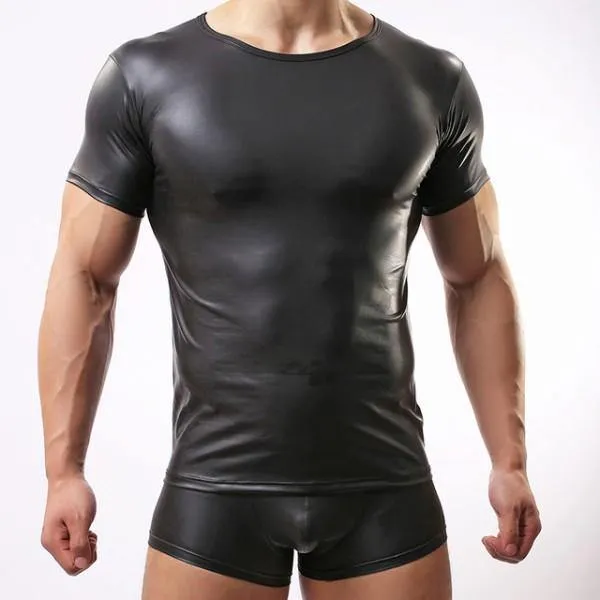 Black Leather T Shirt