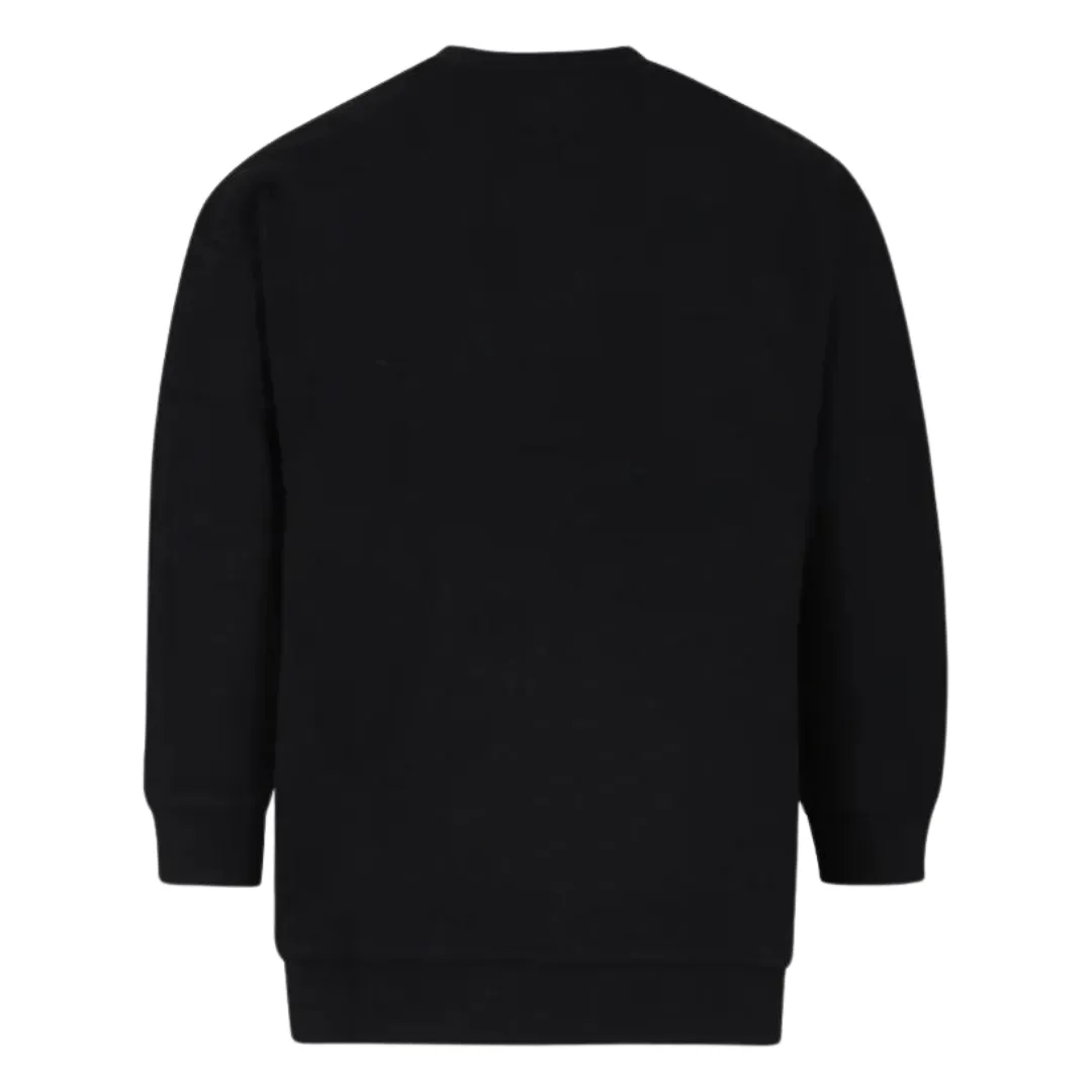 Black Long Sleeves Fuzzy Logo Sweatshirt