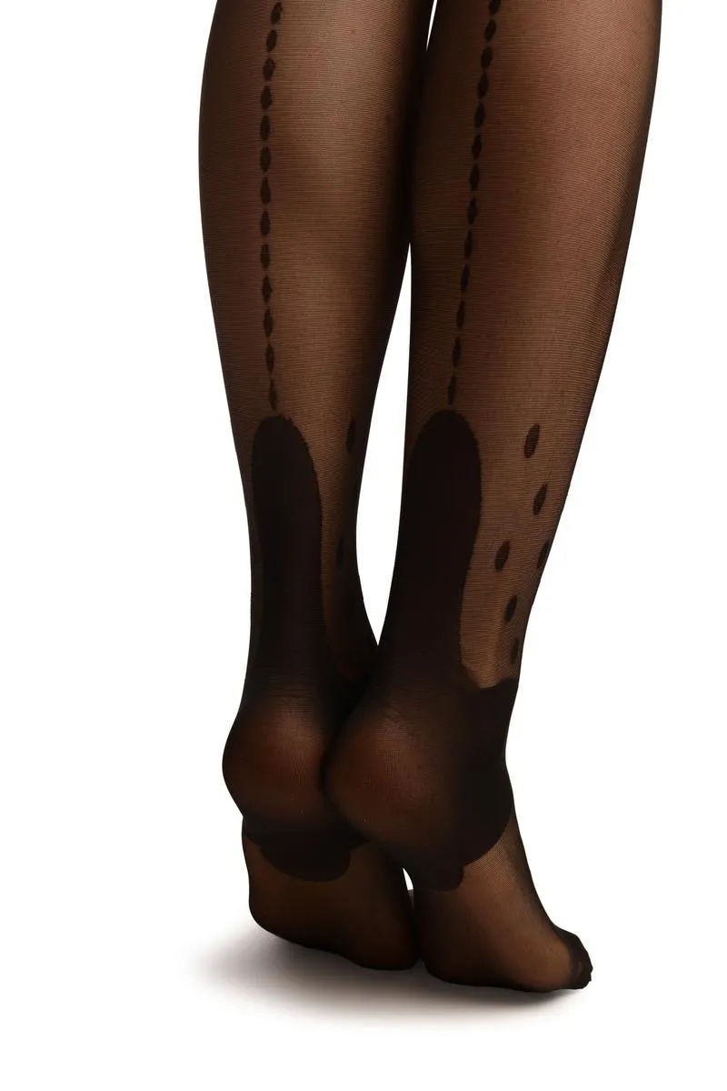 Black With Dotted Seam & Ankles Tights