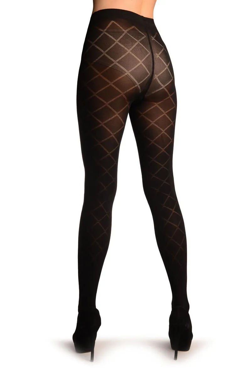 Black With Sheer Large Mesh Tights