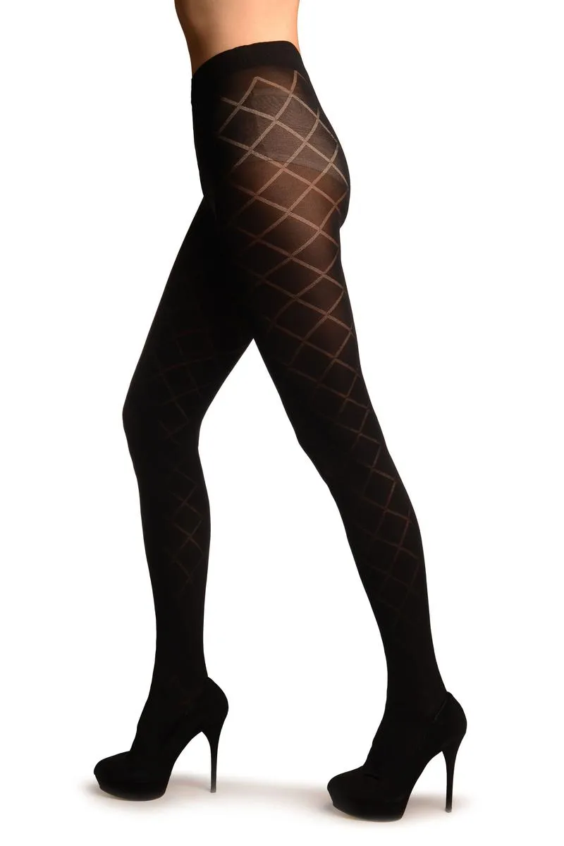 Black With Sheer Large Mesh Tights