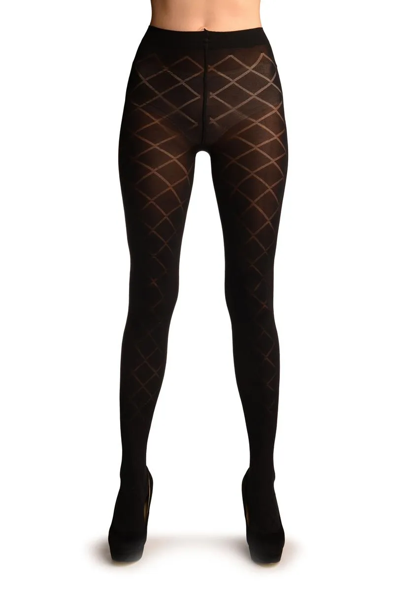 Black With Sheer Large Mesh Tights