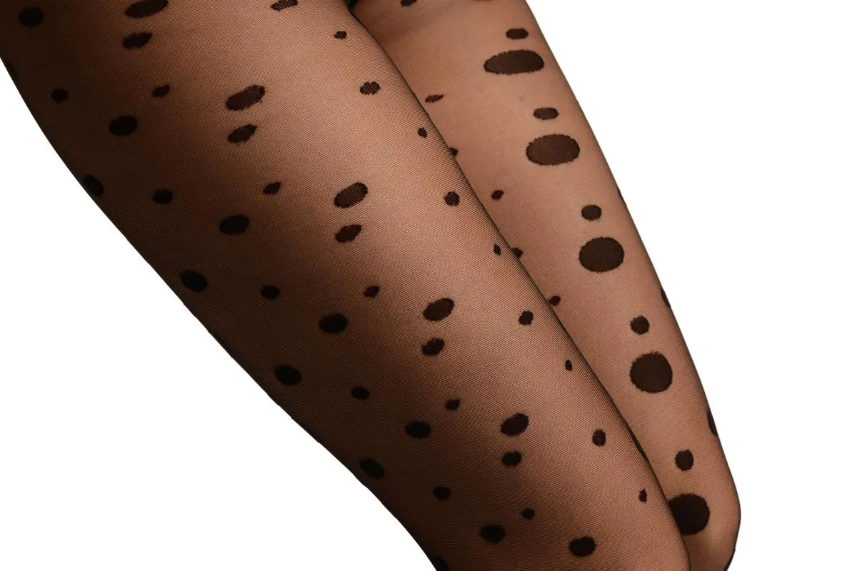 Black With Various Sizes Polka Dots Tights