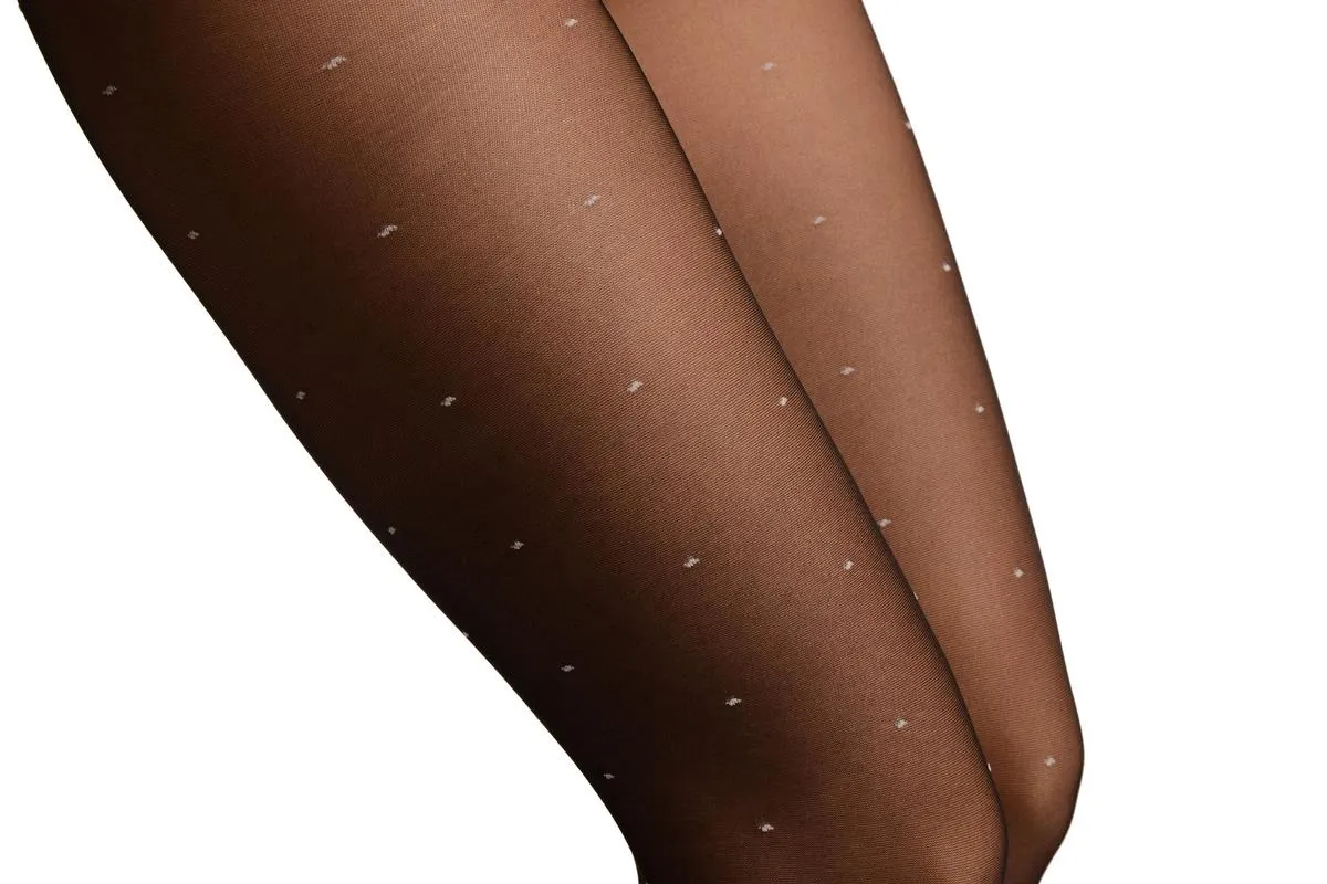 Black With White Woven Polka Dot Tights