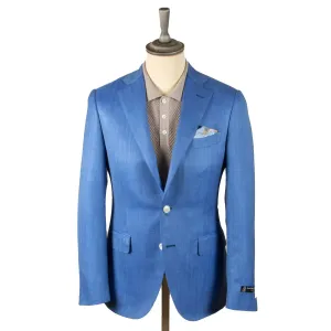 Blue Wool, Silk, & Linen Herringbone Jacket