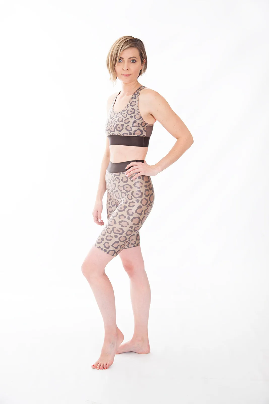 Bold High Rise Bike Short, Leopard/Chocolate