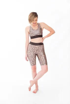 Bold High Rise Bike Short, Leopard/Chocolate