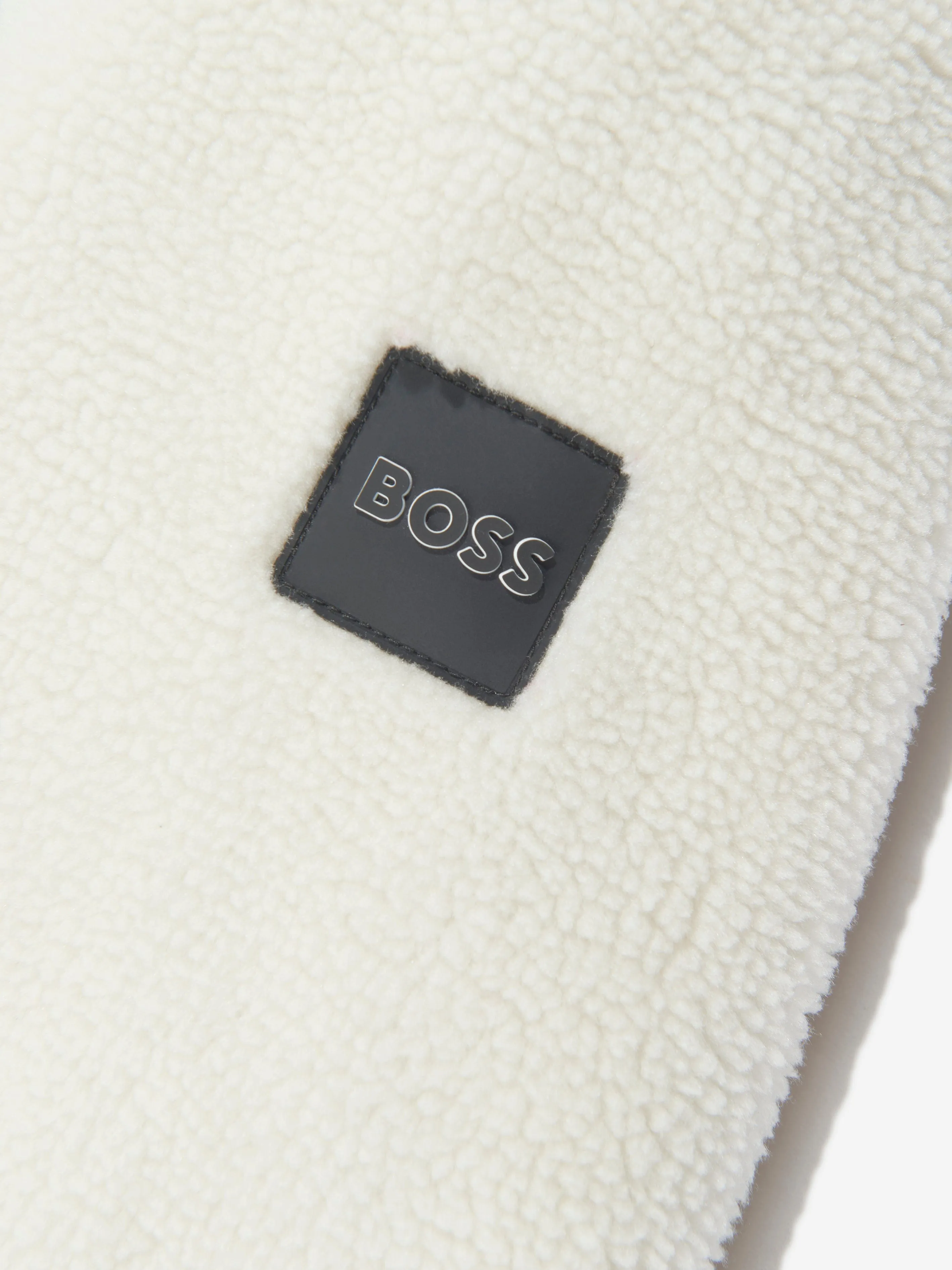 BOSS Boys Faux Shearling Sweatshirt in Cream