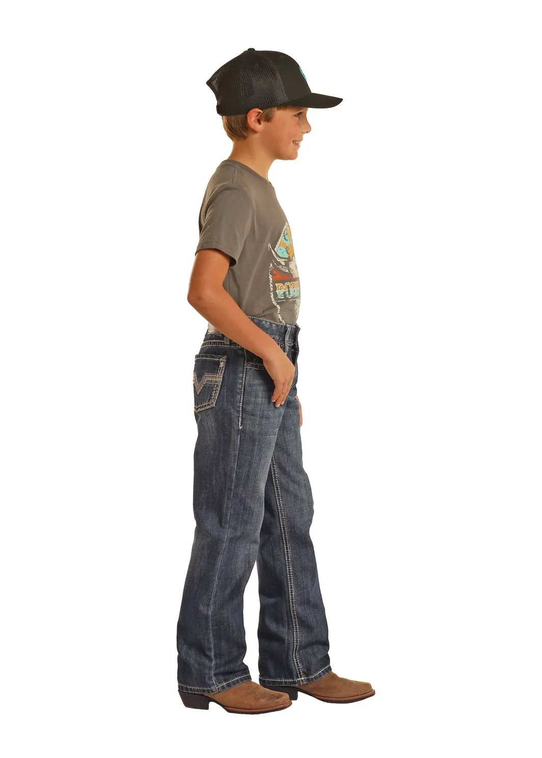 Boy's Rock & Roll Ladder Stitch Bootcut Jean