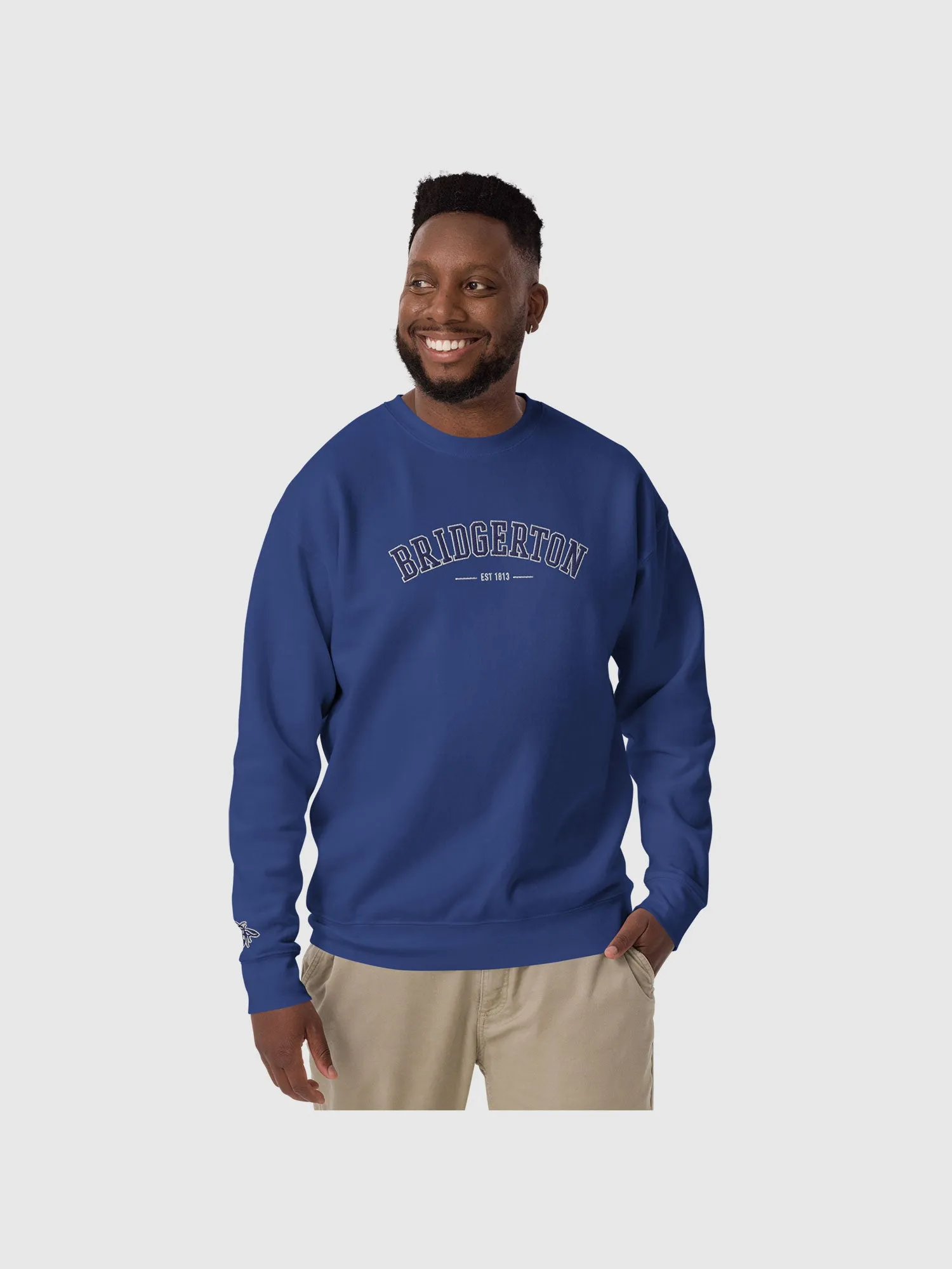 Bridgerton Varsity Embroidered Crewneck Sweatshirt [Team Royal]